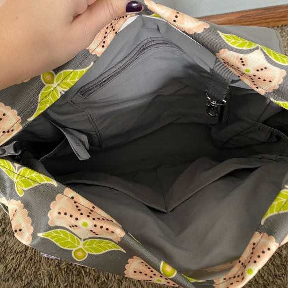 Petunia Pickle Bottom Baby Diaper Bag Green Grey Pink Abundance Boxy Backpack - Picture 5 of 10
